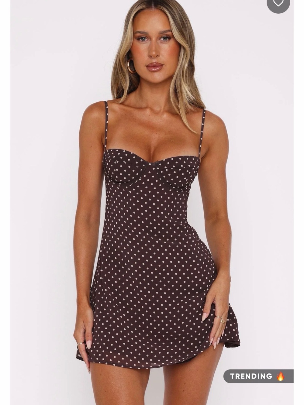 White Fox Boutique Brown Polka Dot Mini Dress